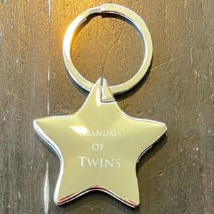 Grandma of Twins Silver Double Photo Keychain - Great Gift Idea!